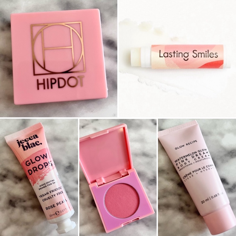 4 Pc Bundle / Hipdot Blush / Lasting Smiles Jecca Blac Glow Drops /Glow Recipe